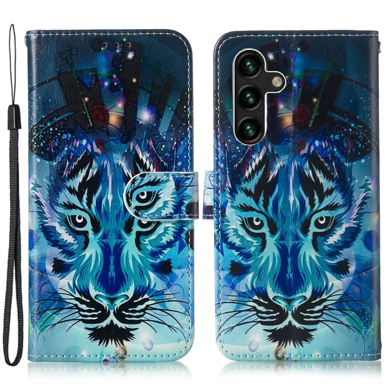 For Samsung Galaxy A35 5G Leather Wallet Case Magnetic Closure Pattern Phone Cover - Wolf