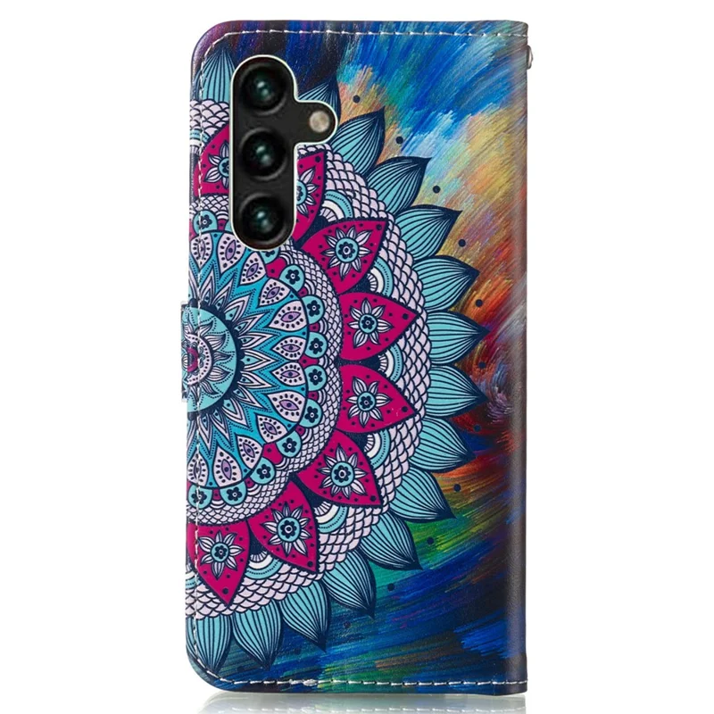 Pour Samsung Galaxy A35 5G Etui Portefeuille en Cuir Fermeture Magnétique Motif Housse Téléphone - Fleur Mandala