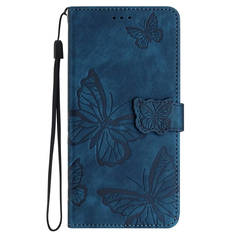 For Samsung Galaxy A35 5G Flip Phone Case PU Leather Butterflies Wallet Cover - Blue