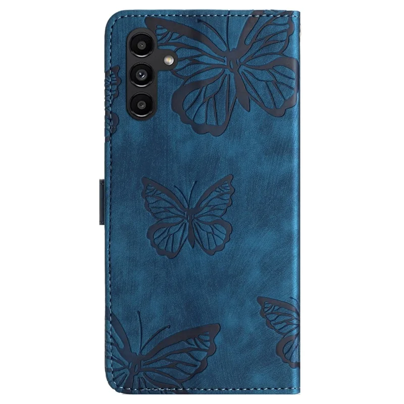 For Samsung Galaxy A35 5G Flip Phone Case PU Leather Butterflies Wallet Cover - Blue