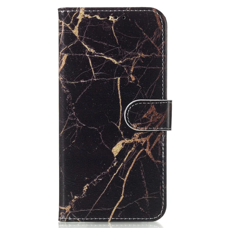 For Samsung Galaxy A35 5G Leather Case Wallet Pattern Printed Folio Phone Cover - Black Gold Marble