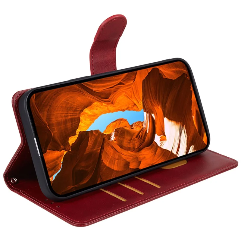 For Samsung Galaxy S24+ Case Magnetic Clasp PU Leather + TPU Cell Phone Cover Wallet - Red