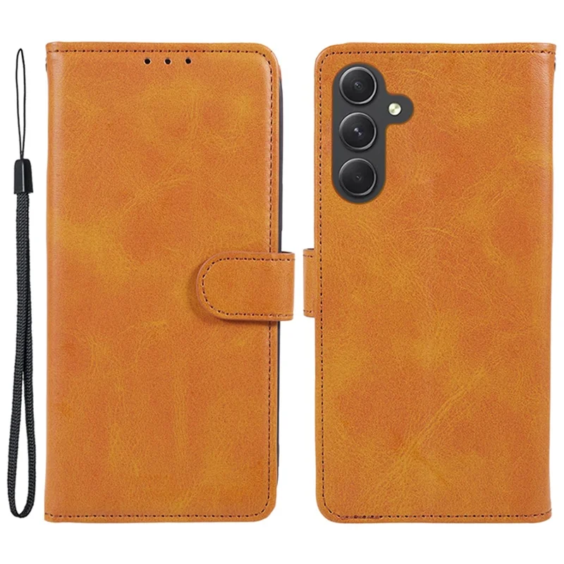 For Samsung Galaxy S24+ Case Magnetic Clasp PU Leather + TPU Cell Phone Cover Wallet - Khaki