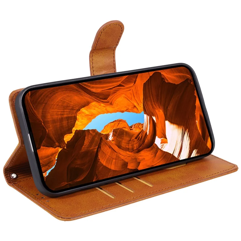 For Samsung Galaxy S24+ Case Magnetic Clasp PU Leather + TPU Cell Phone Cover Wallet - Khaki