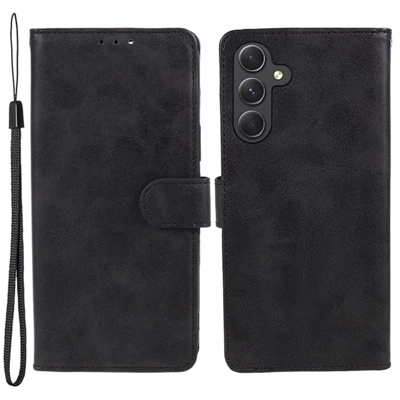 Phone Case for Samsung Galaxy S24 Magnetic Clasp PU Leather Wallet Phone Cover - Black