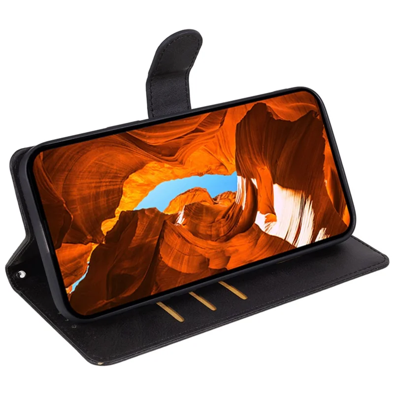 Phone Case for Samsung Galaxy S24 Magnetic Clasp PU Leather Wallet Phone Cover - Black