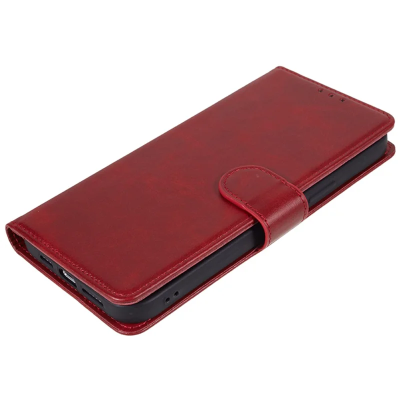Phone Case for Samsung Galaxy S24 Magnetic Clasp PU Leather Wallet Phone Cover - Red