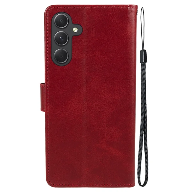 Phone Case for Samsung Galaxy S24 Magnetic Clasp PU Leather Wallet Phone Cover - Red