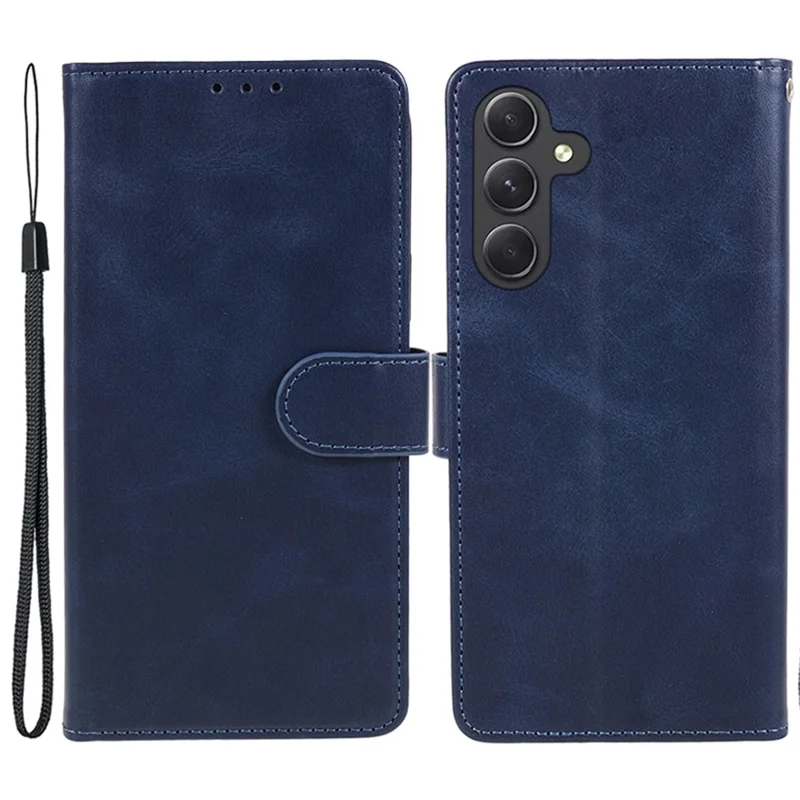 Phone Case for Samsung Galaxy S24 Magnetic Clasp PU Leather Wallet Phone Cover - Blue