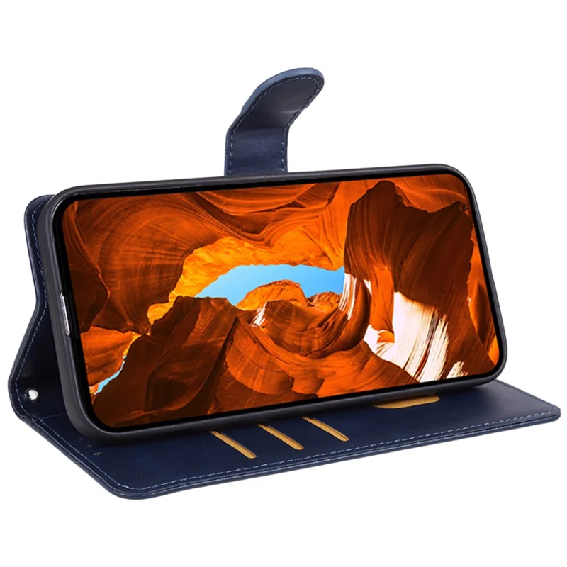 Phone Case for Samsung Galaxy S24 Magnetic Clasp PU Leather Wallet Phone Cover - Blue