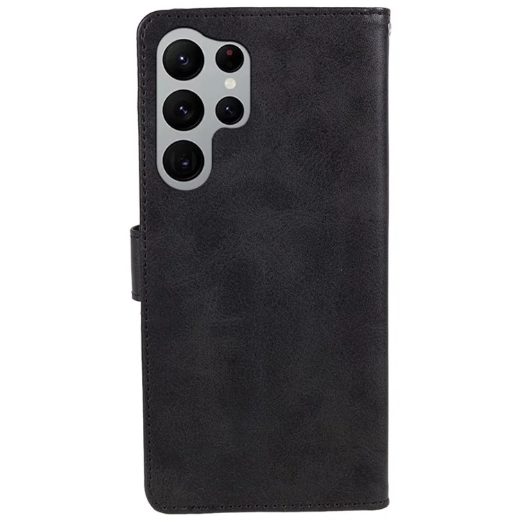 For Samsung Galaxy S24 Ultra Case Cell Phone Cover Wallet Magnetic Clasp PU Leather Shell - Black