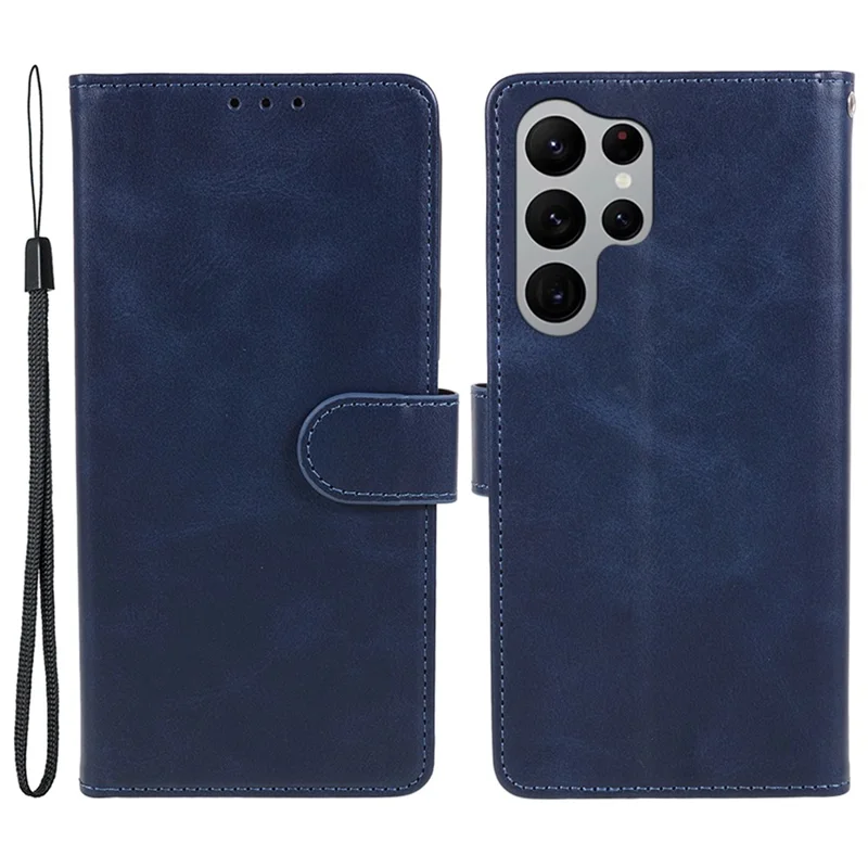 For Samsung Galaxy S24 Ultra Case Cell Phone Cover Wallet Magnetic Clasp PU Leather Shell - Blue