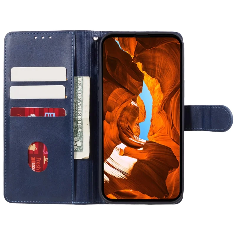 For Samsung Galaxy S24 Ultra Case Cell Phone Cover Wallet Magnetic Clasp PU Leather Shell - Blue