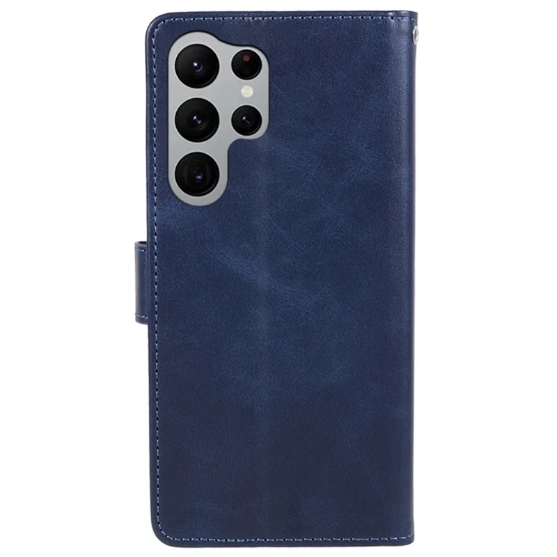 For Samsung Galaxy S24 Ultra Case Cell Phone Cover Wallet Magnetic Clasp PU Leather Shell - Blue