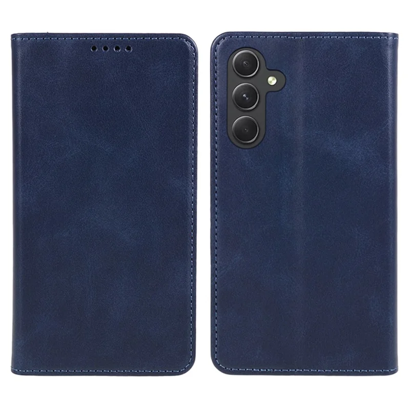 For Samsung Galaxy S24+ PU Leather Case Business Style Magnetic Cell Phone Cover - Blue