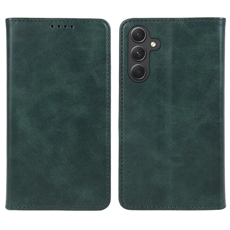 For Samsung Galaxy S24+ PU Leather Case Business Style Magnetic Cell Phone Cover - Green