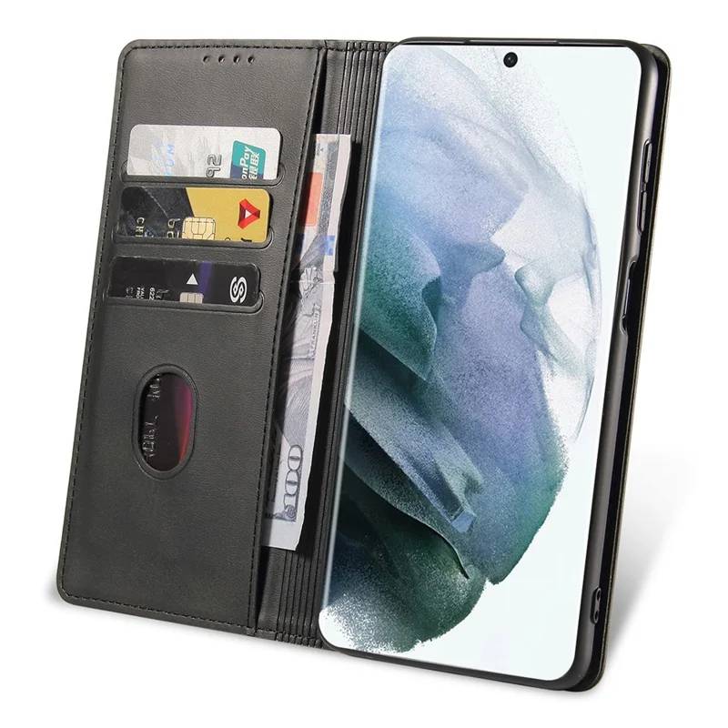 Para Samsung Galaxy S24 Ultra Case Magnetic Auto Closing Cell Phone Shell PU Leather Cover - Preto