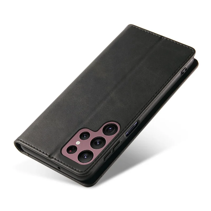 Para Samsung Galaxy S24 Ultra Case Magnetic Auto Closing Cell Phone Shell PU Leather Cover - Preto