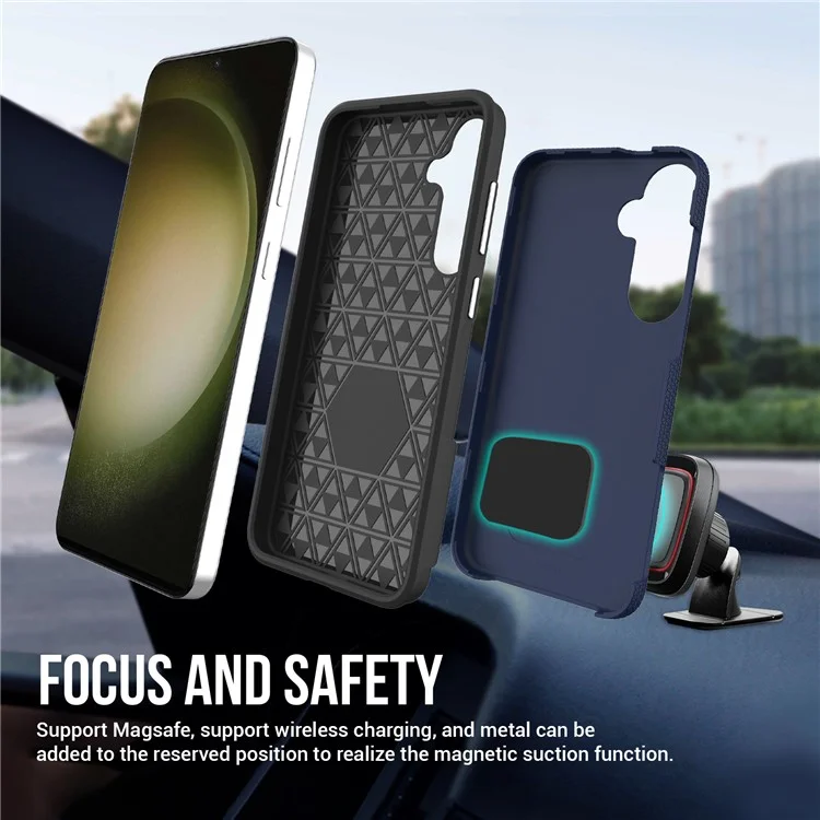 Four Corner Phone Case für Samsung Galaxy S24 Schale Stoßfeste TPU+PC Schutzhülle - Navy Blue