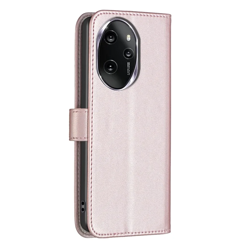 BINFEN COLOR BF17 For Honor 100 Pro 5G Cell Phone Case PU Leather Wallet Shell - Rose Gold