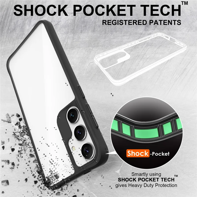 Combat X Mode Series for Samsung Galaxy S24 Cell Phone Case Four Corner Anti-drop Cover - Black