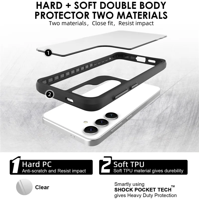 Combat X Mode Series for Samsung Galaxy S24 Cell Phone Case Four Corner Anti-drop Cover - Black