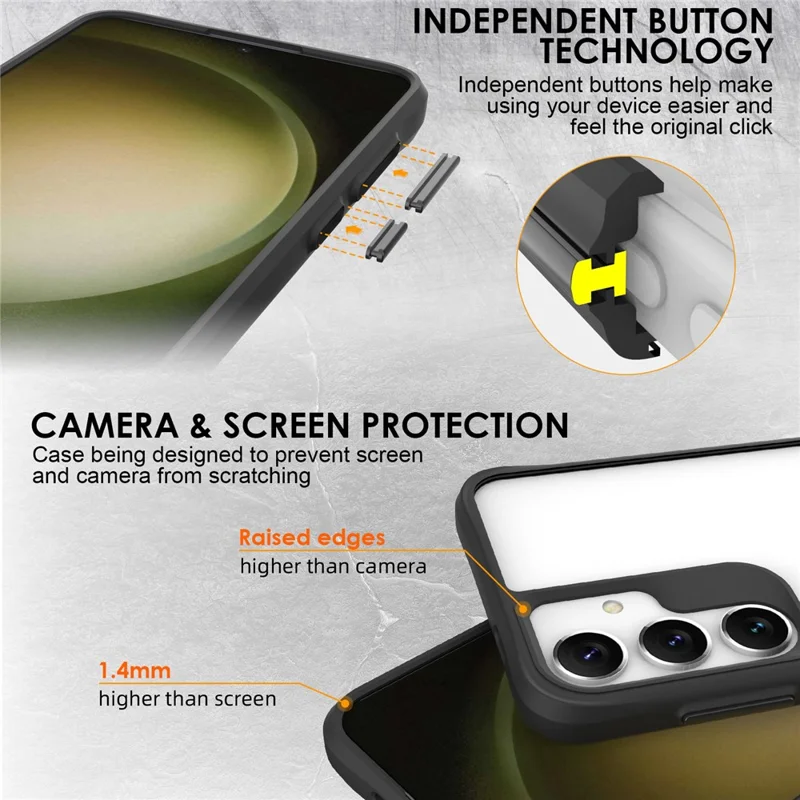 Combat X Mode Series for Samsung Galaxy S24 Cell Phone Case Four Corner Anti-drop Cover - Black