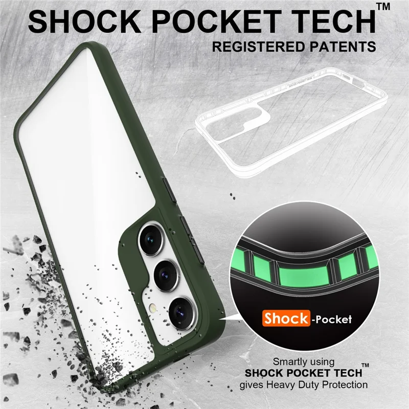 Серия Combat X Mode для чехла для мобильного телефона Samsung Galaxy S24 - противоударная 4-угольная крышка, зеленая