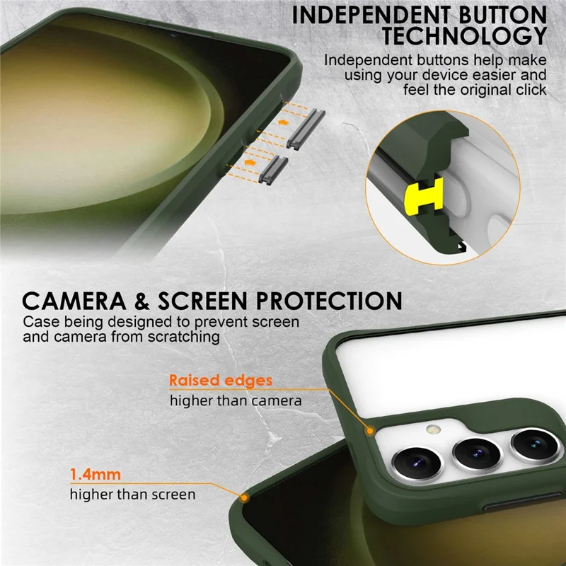 Серия Combat X Mode для чехла для мобильного телефона Samsung Galaxy S24 - противоударная 4-угольная крышка, зеленая