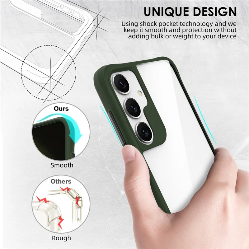 Серия Combat X Mode для чехла для мобильного телефона Samsung Galaxy S24 - противоударная 4-угольная крышка, зеленая