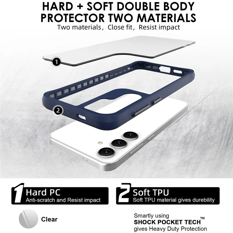 Combat X Mode Series para Samsung Galaxy S24+ Funda de teléfono celular, carcasa antigolpes de TPU+PC - Azul