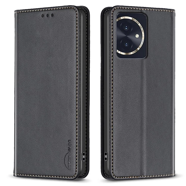 BINFEN COLOR BF18 For Honor 100 5G Carcasa de teléfono móvil Tarjetero Flip Stand Funda de piel - Negro
