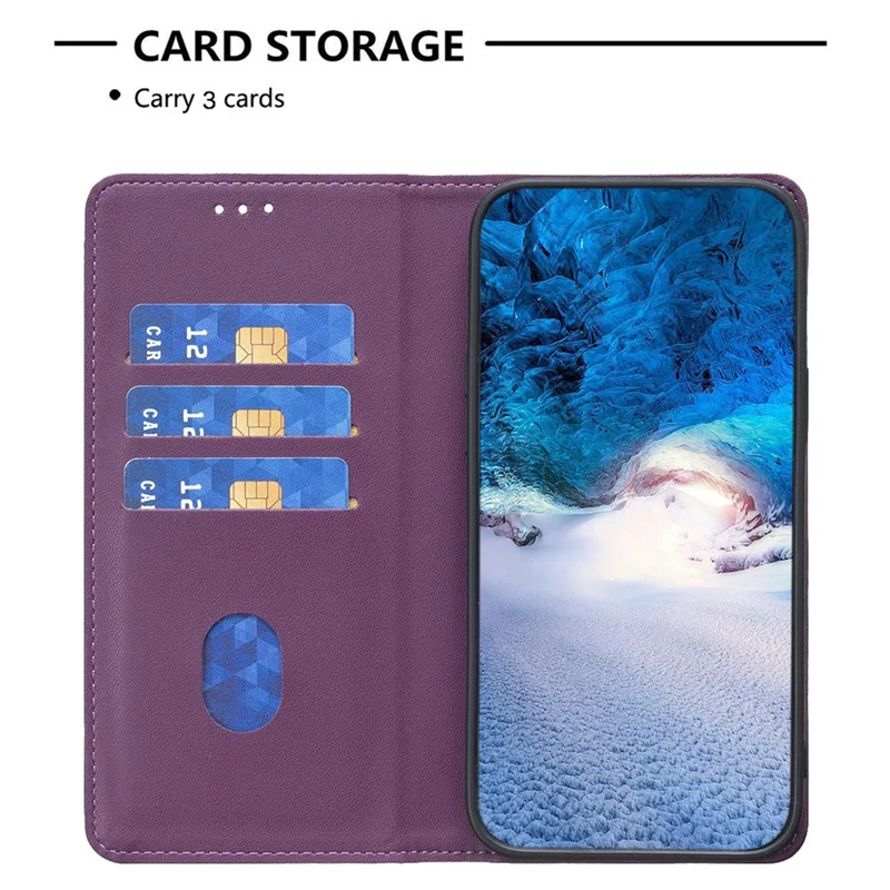 BINFEN COLOR BF18 For Honor 100 5G Cell Phone Case Card Holder Flip Stand Leather Cover - Dark Purple