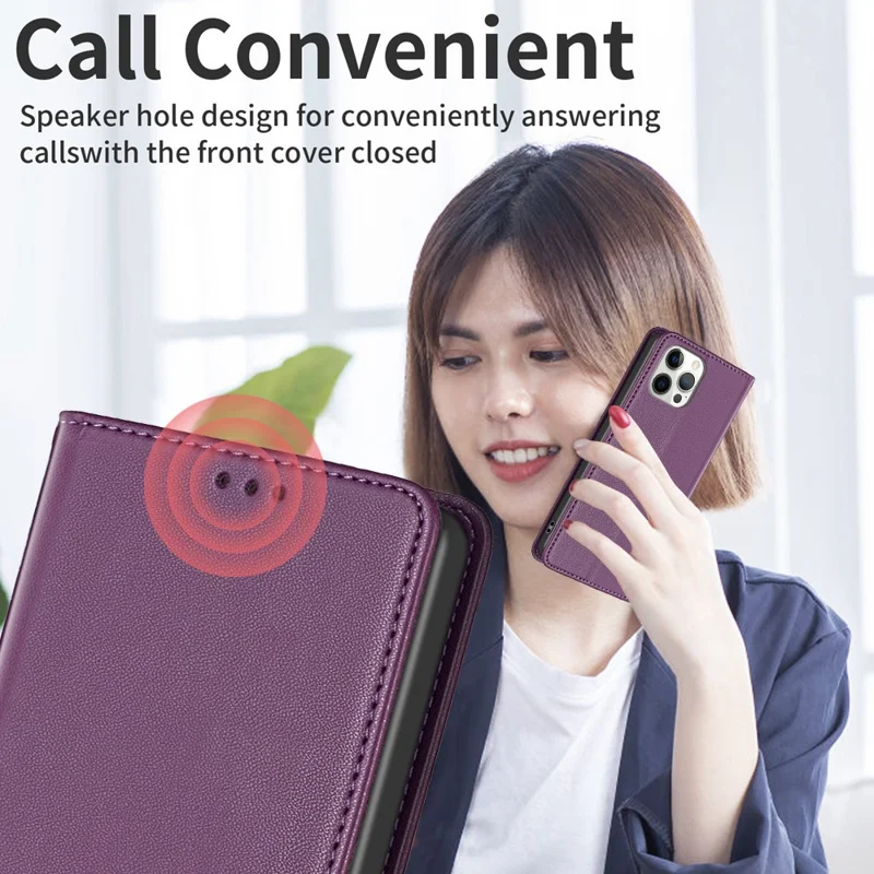 BINFEN COLOR BF18 For Honor 100 5G Cell Phone Case Card Holder Flip Stand Leather Cover - Dark Purple