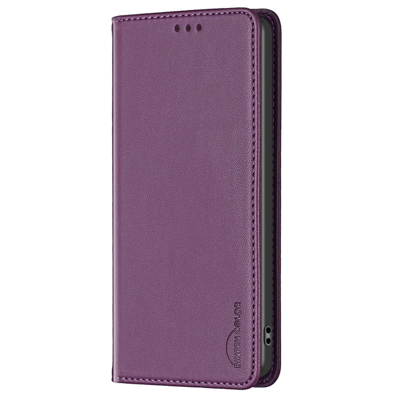 BINFEN COLOR BF18 For Honor 100 5G Cell Phone Case Card Holder Flip Stand Leather Cover - Dark Purple