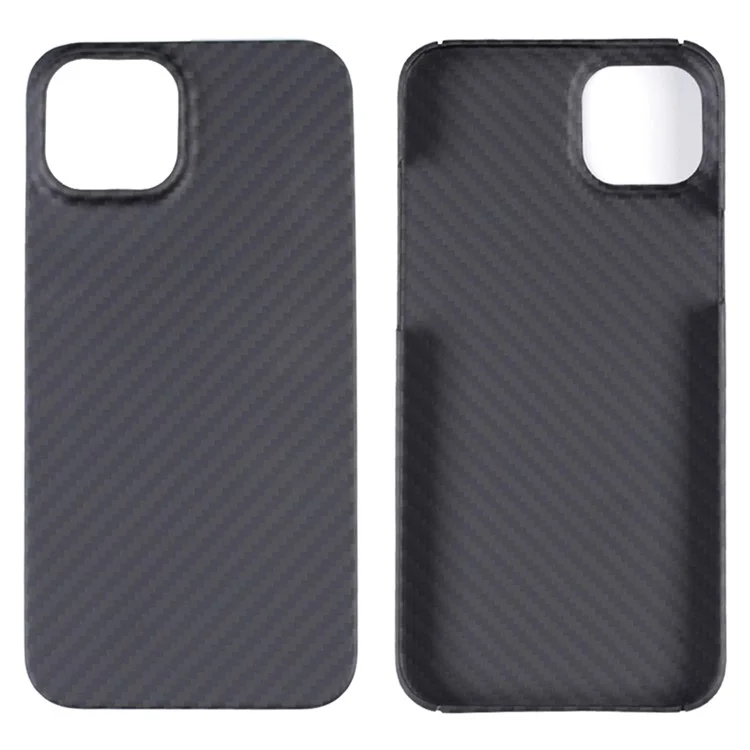 For iPhone 13 Case 1500D Coarse Texture Aramid Fiber Phone Cover with Big Lens Cutout - Black
