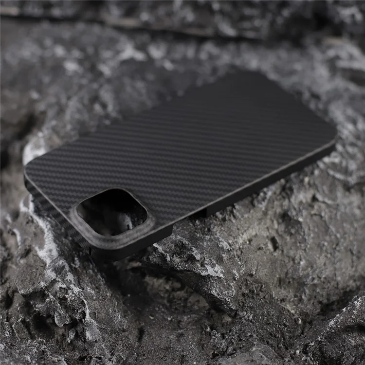 For iPhone 14 Plus Case 1500D Coarse Texture Big Lens Cutout Black Aramid Fiber Mobile Phone Shell