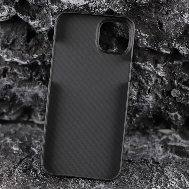 For iPhone 14 Plus Case 1500D Coarse Texture Big Lens Cutout Black Aramid Fiber Mobile Phone Shell