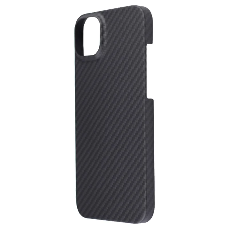 For iPhone 15 Case 1500D Coarse Texture Aramid Fiber Black Cell Phone Shell with Big Lens Cutout