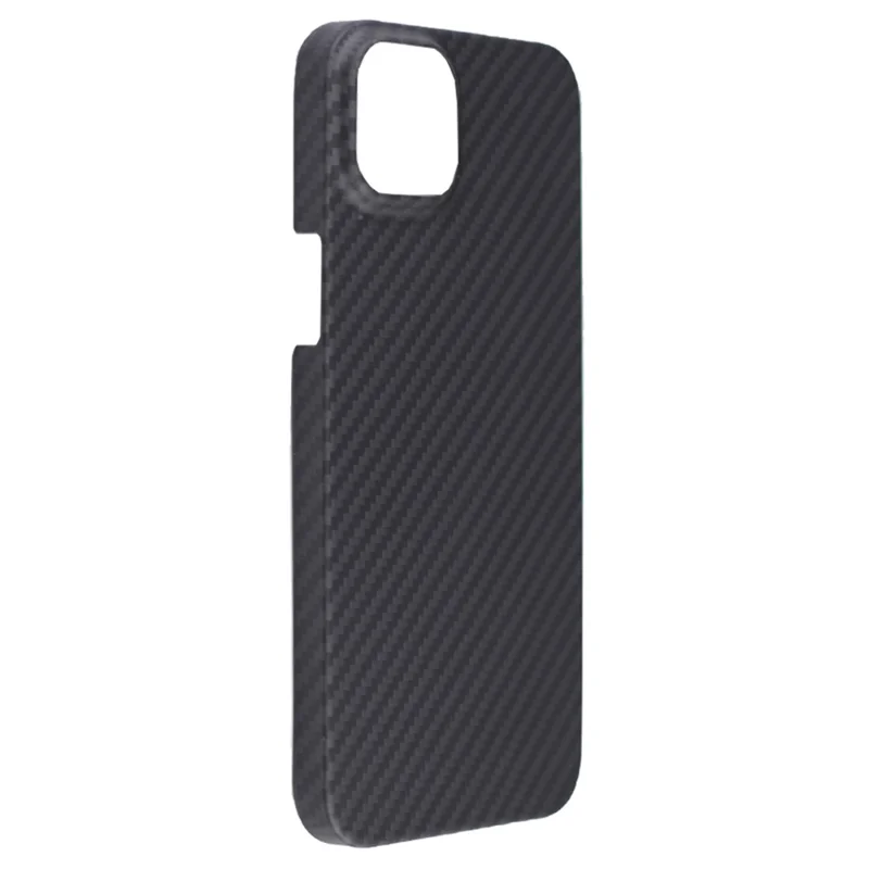 For iPhone 15 Case 1500D Coarse Texture Aramid Fiber Black Cell Phone Shell with Big Lens Cutout