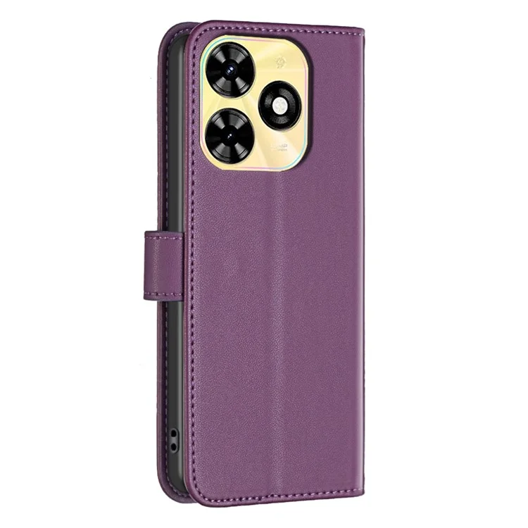 BINFEN COLOR BF17 Für TECNO Spark Go 2024 4G / Spark 20C / Pop 8 Brieftasche Handyhülle PU-Leder Schale - Dunkelviolett