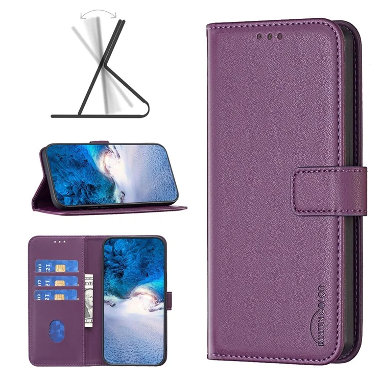 BINFEN COLOR BF17 Für TECNO Spark Go 2024 4G / Spark 20C / Pop 8 Brieftasche Handyhülle PU-Leder Schale - Dunkelviolett