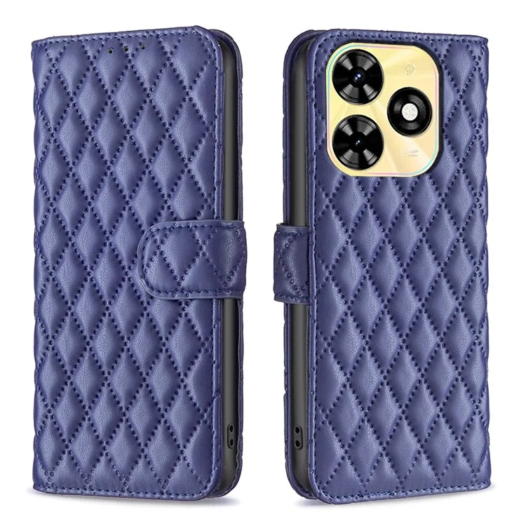 BINFEN COLOR BF Style-14 For TECNO Spark Go 2024 4G / Spark 20C / Pop 8 Case Imprinted Leather Wallet Phone Cover - Blue