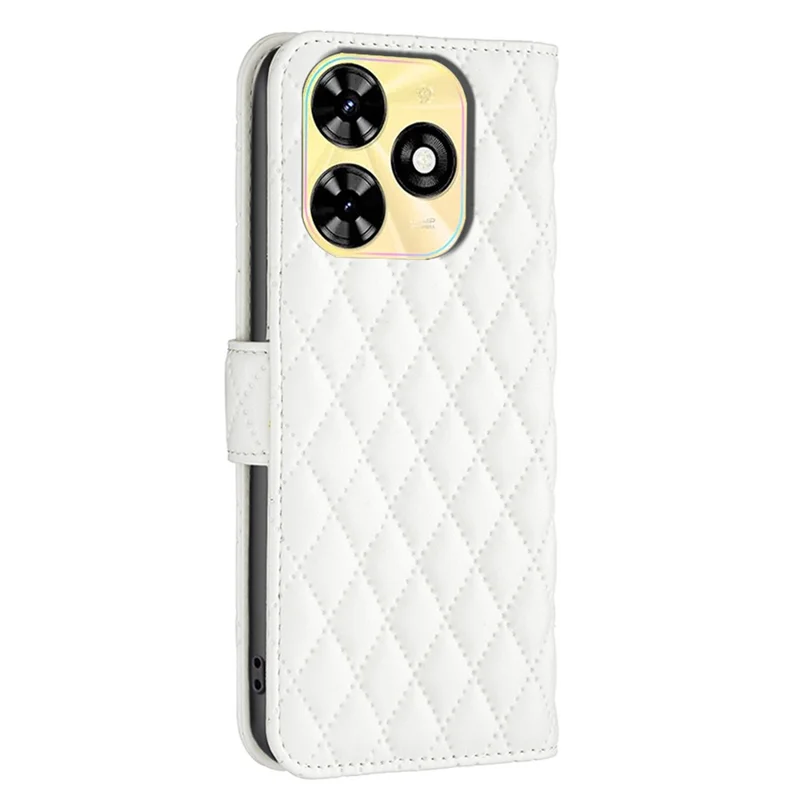 BINFEN COLOR BF Style-14 For TECNO Spark Go 2024 4G / Spark 20C / Pop 8 Case Imprinted Leather Wallet Phone Cover - White