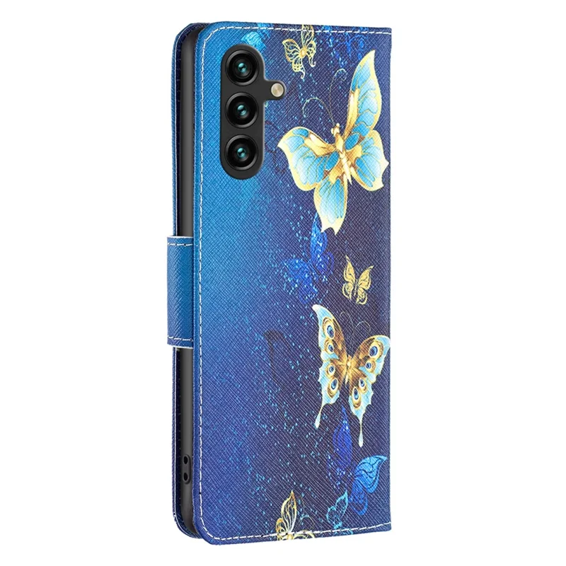 For Samsung Galaxy A35 5G Leather Case Pattern Printing Phone Wallet Cover - Golden Butterflies