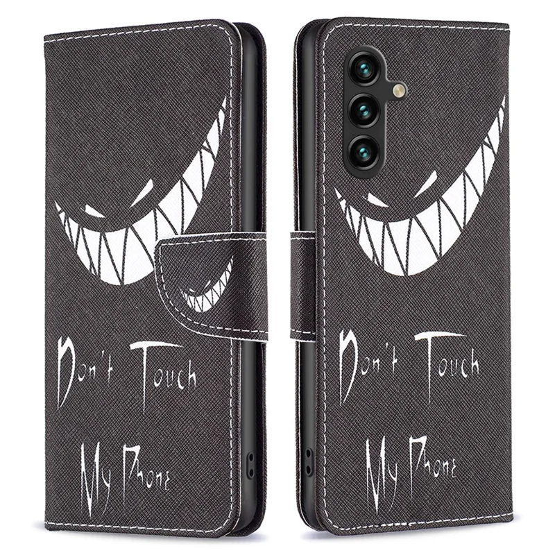 For Samsung Galaxy A35 5G Phone Case PU Leather Pattern Wallet Cover - Don't Touch My Phone