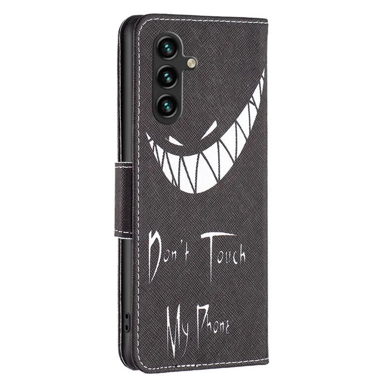 For Samsung Galaxy A35 5G Phone Case PU Leather Pattern Wallet Cover - Don't Touch My Phone