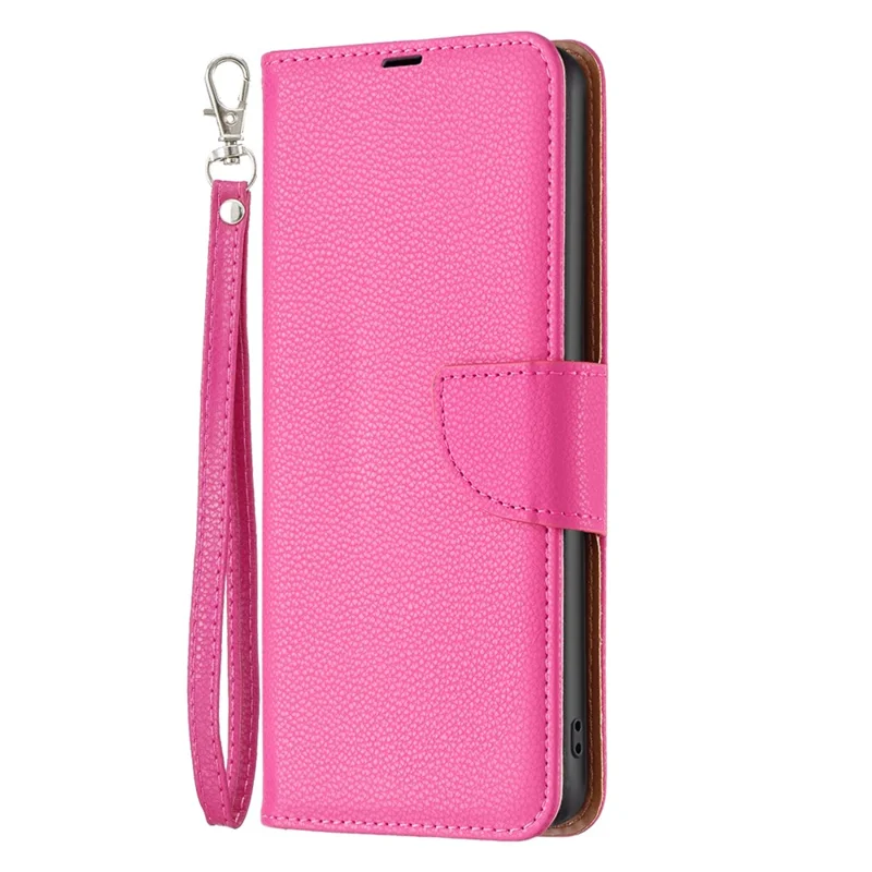 For Samsung Galaxy A35 5G Wallet Case with Wrist Strap Litchi Texture Leather Phone Stand Cover - Rose