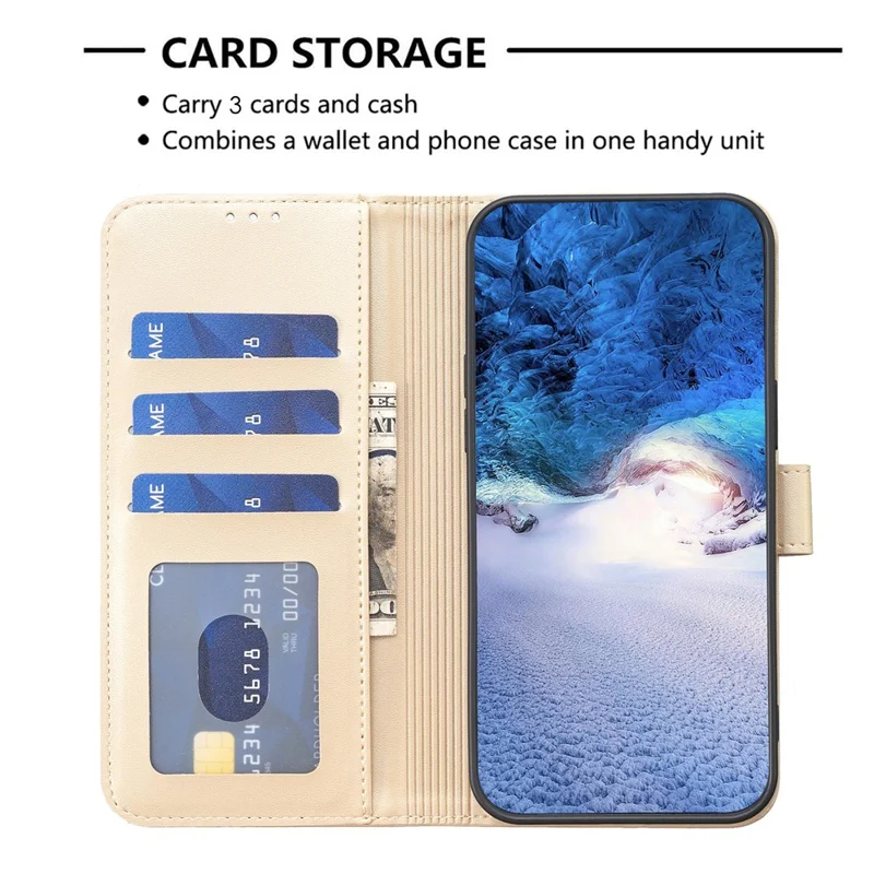For Samsung Galaxy A35 5G Leather Case Clover Imprinted Phone Wallet Cover - Gold