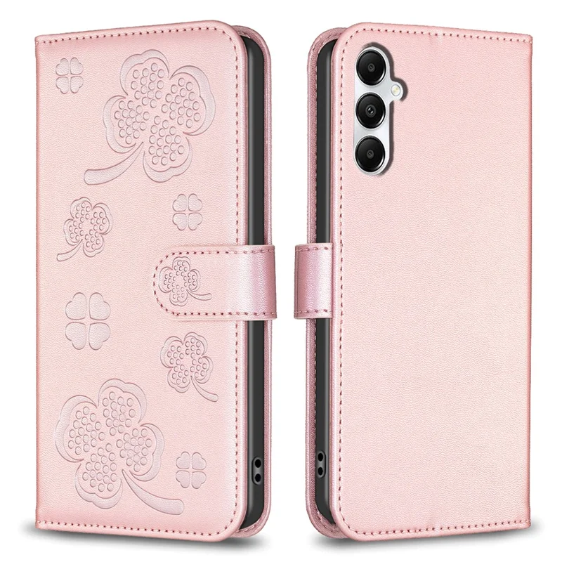 Per Samsung Galaxy A35 5G Custodia in Pelle Clover Impresso Portafoglio Cover Telefono - Rosa